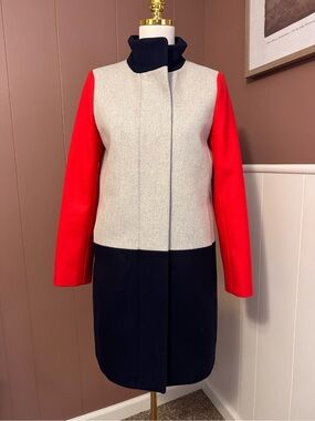 J. Crew Women’s Colorblock Wool Blend Pea Coat